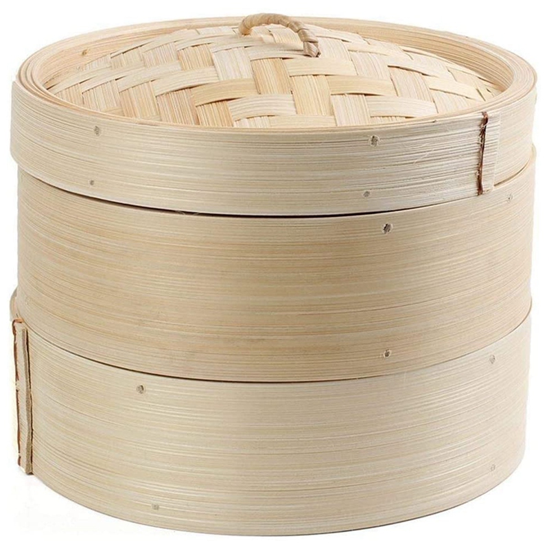 Steamer Bamboo Set - Bamboo Steamer 2 Tier 8 Inch
