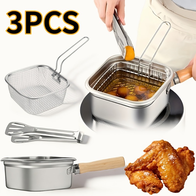 Paella Pan Steel - Stainless steel square deep frying pan