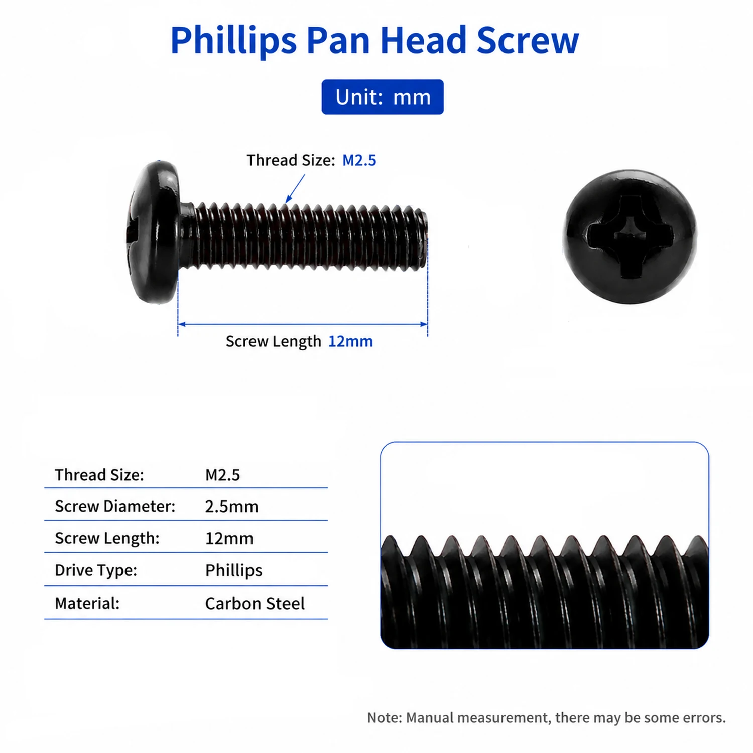 100-500Pcs M1 to M2.6 Phillips - Paella Pan Steel recension och pris