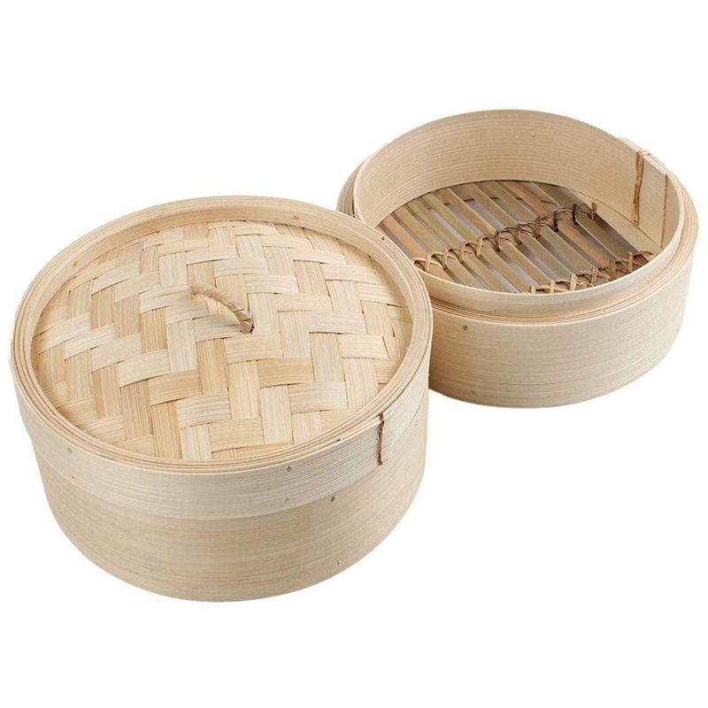 Bamboo Steamer 2 Tier 8 Inch D - Steamer Bamboo Set recension och pris