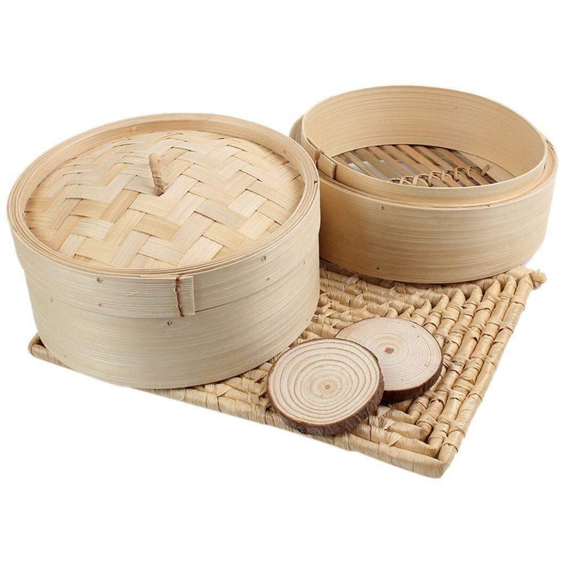 Bamboo Steamer 2 Tier 8 Inch D - Steamer Bamboo Set recension och pris