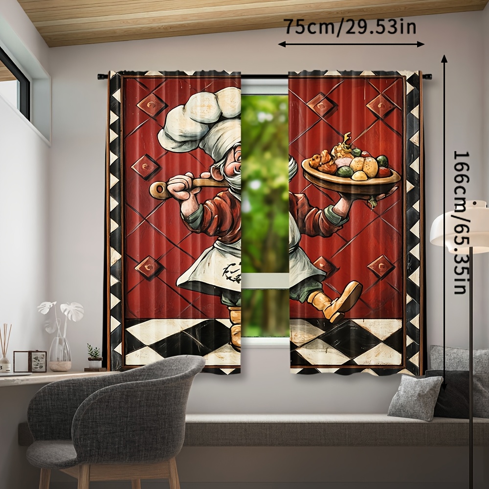 Novelty Chef Cartoon Curtains  - Home Cooking In French recension och pris