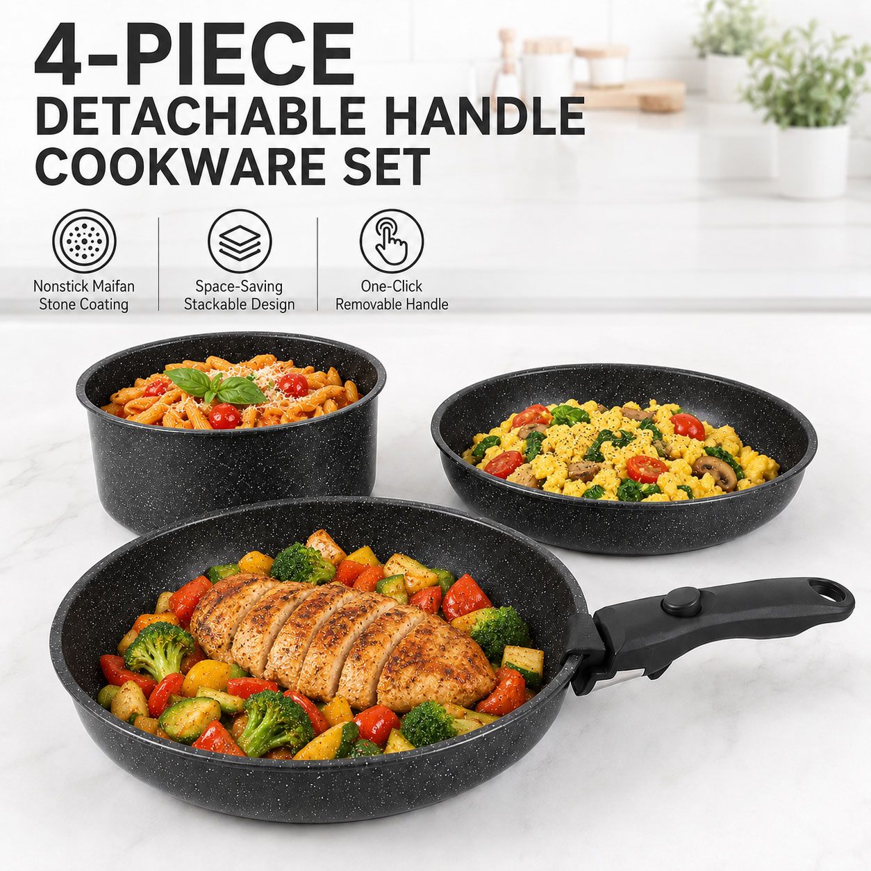 Uwhise 4PCS Nonstick Cookware  - Paella Pan Steel recension och pris
